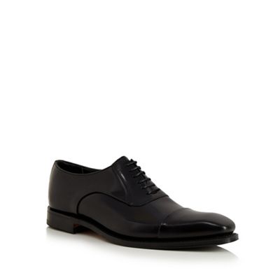 Loake Big and tall black leather toe cap shoes